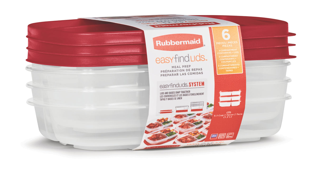 EasyFindLids™ Medium Food Storage Containers, Divided - US 00975