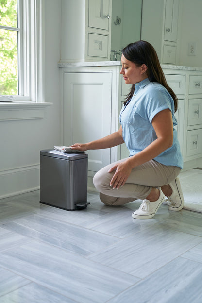 Stainless Steel Slim Step-On Trash Can - US 62910