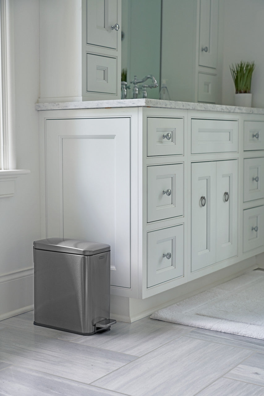 Stainless Steel Slim Step-On Trash Can - US 62910
