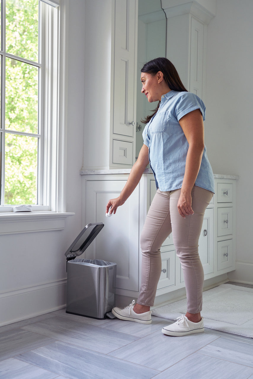 Stainless Steel Slim Step-On Trash Can - US 62910