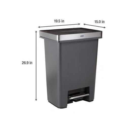 Premier High-Capacity Step-On Trash Can, Charcoal - US 27419