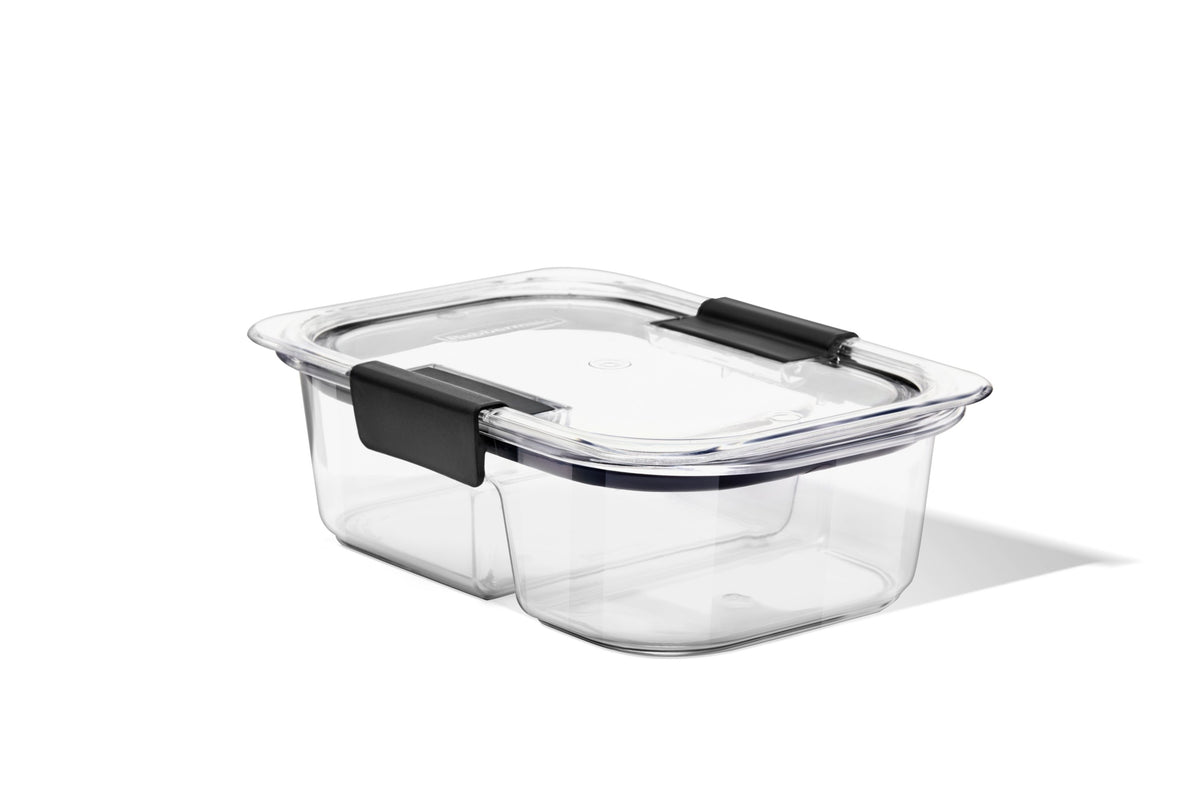 Rubbermaid® Brilliance™ Meal Prep Containers, 2-Compartment Food Storage Containers, 2.85 Cup, 5-Pack - US 46157