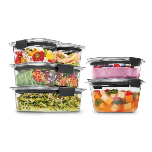 Rubbermaid Brilliance® Round and Rectangular Leak Proof Food Storage Containers, 12 Piece Set - US 87977