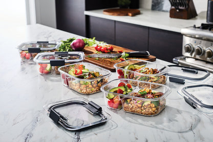 Rubbermaid® Brilliance™ Meal Prep Containers, 2-Compartment Food Storage Containers, 2.85 Cup, 5-Pack - US 46157